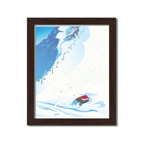 Mountain Ski Scene 16x20 Black Framed Print Under Glass