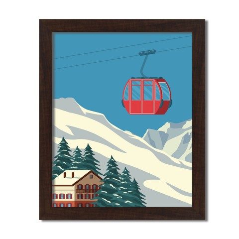 Ski Lift Lodge 16x20 Black Framed Print Under Glass