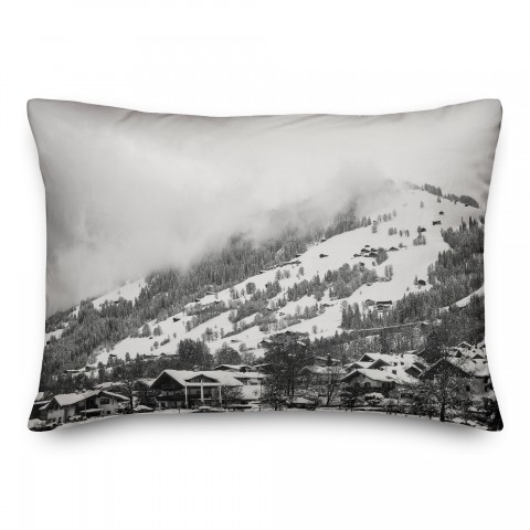 Unsplash Grayscale Mountain 14x20 Spun Poly Pillow