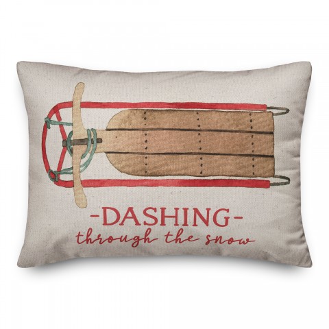 Dashing Snow Sled 14x20 Spun Poly Pillow