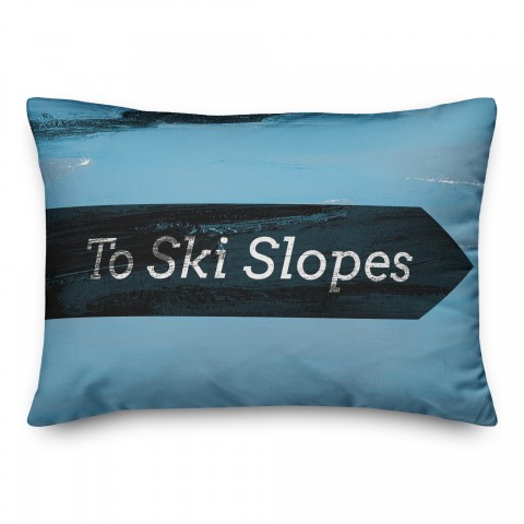 Ski Slopes Arrow Sign 14x20 Spun Poly Pillow
