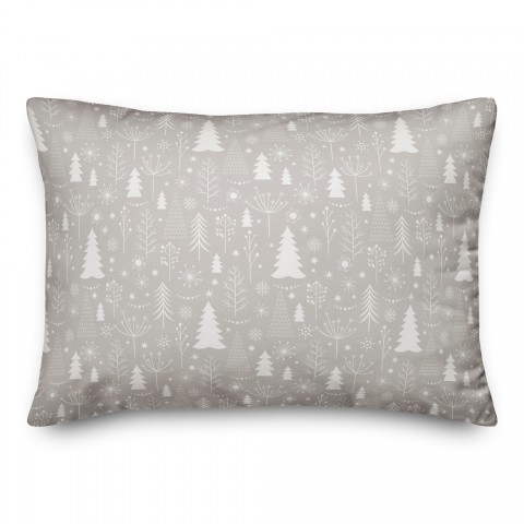 Winter Tree Soft Gray 14x20 Spun Poly Pillow