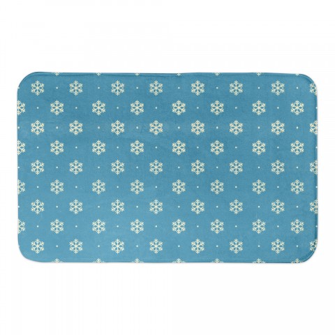 Simple Snowflake Dot On Blue 34x21 Bath Mat