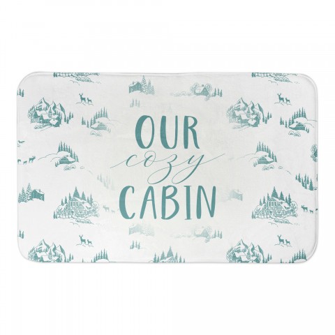 Snowy Town Teal Cozy Cab 34x21 Bath Mat