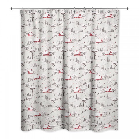 Snowy Village  71x74 Shower Curtain