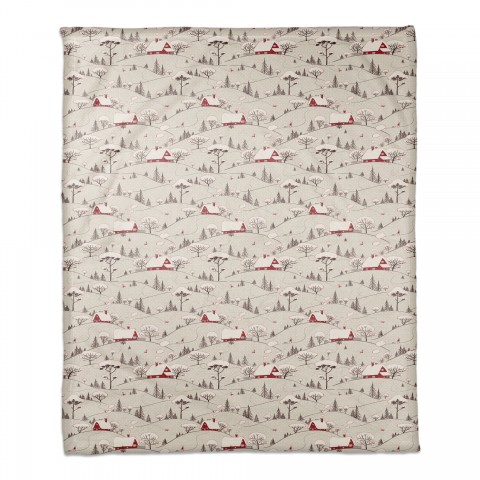 Snowy Village 50x60 Coral Fleece Blanket