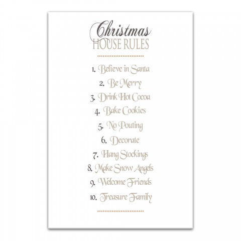 Christmas House Rules 24x36 Canvas Wall Art