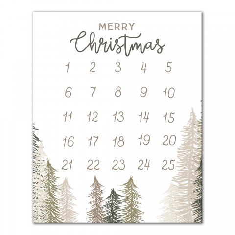 Christmas Trees Countdown 16x20 Canvas Wall Art