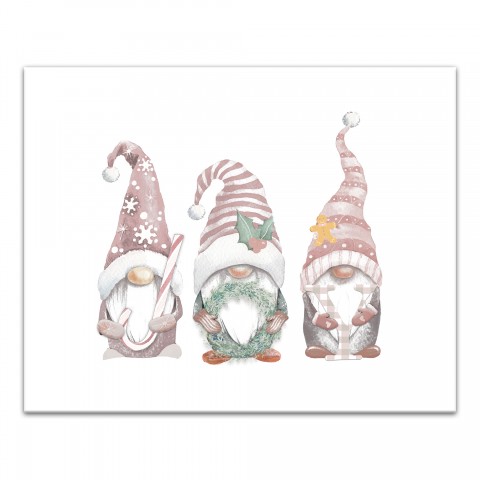 Joy Christmas Gnomes 20x16 Canvas Wall Art