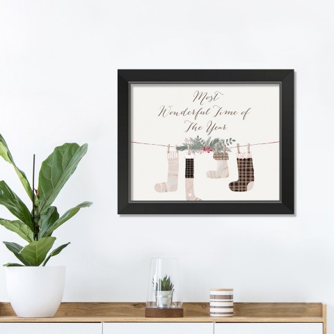 Most Wonderful Stockings 14X11 Black Framed Print Under Glass