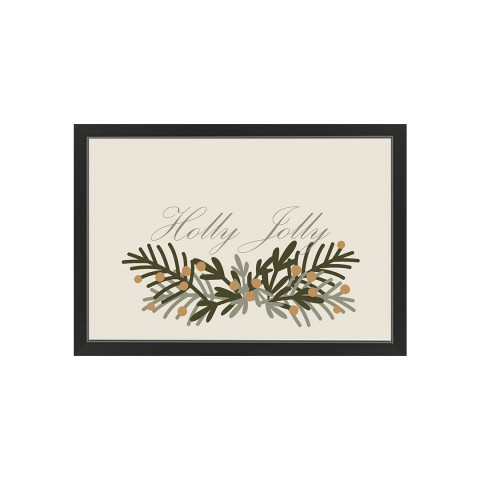Holly Jolly Greenery 30X20 Black Framed Print Under Glass