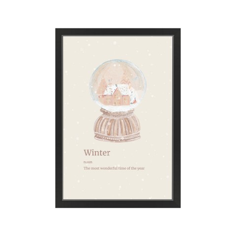 Snow Globe Winter 20x30 Black Framed Print Under Glass