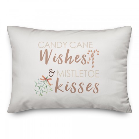 Candycane Wishes Kisses 14x20 Spun Poly Pillow