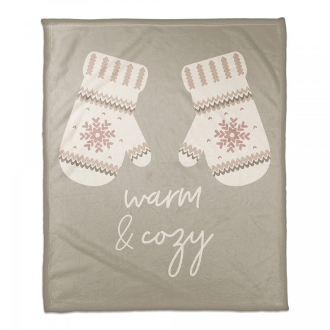 Warm And Cozy Mittens 50x60 Coral Fleece Blanket