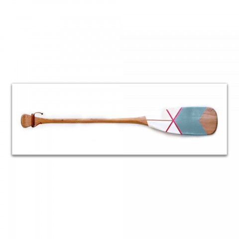 Teal White Oar 36x12 Canvas Wall Art
