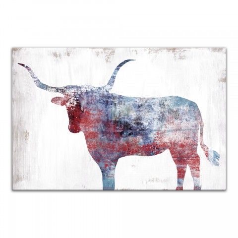 Patriotic Bull 36x24 Canvas Wall Art