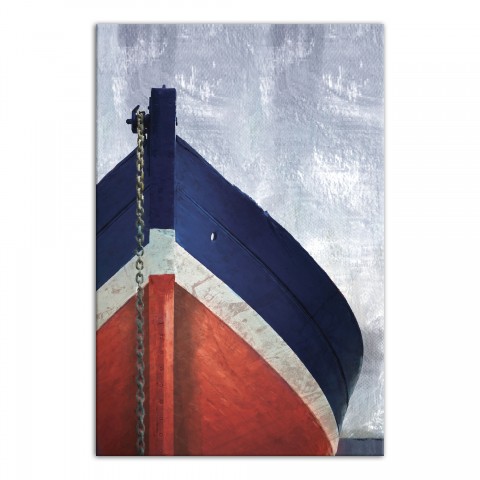 Navy Red Boat 24x36 Canvas Wall Art