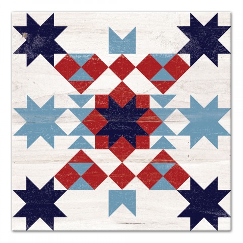 Patriotic Quilt Pattern 20x20 Canvas Wall Art