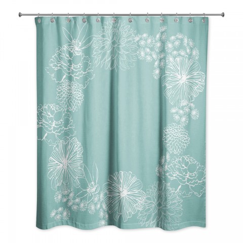 Floral Lineart  Shower Curtain