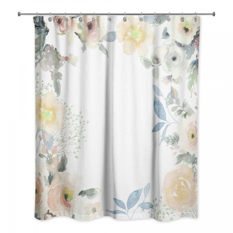 Spring Floral Border  Shower Curtain
