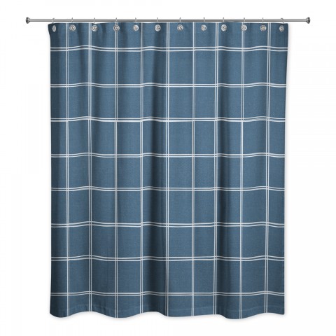 Linen Plaid  Shower Curtain