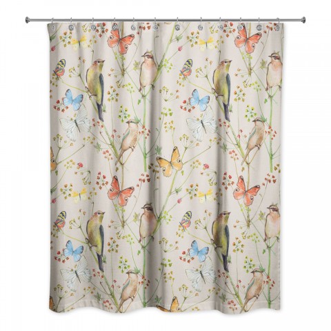 Birds And Butterflies  Shower Curtain
