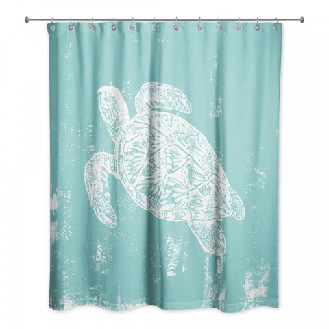 Sea Turtle Stamp  Shower Curtain