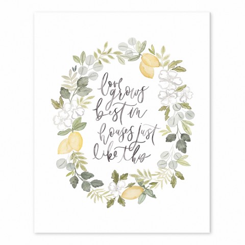 Lemon Wreath Love Grows 10 8x10 Tabletop Canvas