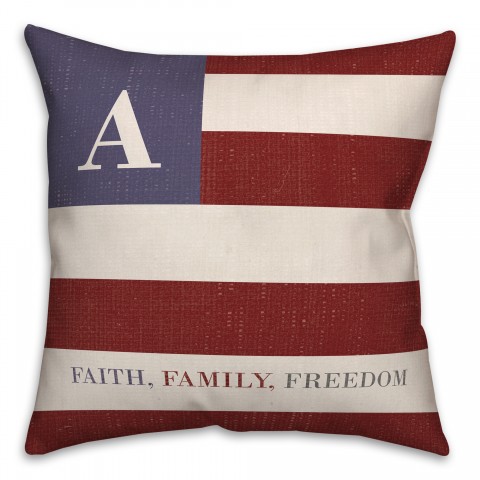 Patriotic Monogram 18x18 Personalized Indoor / Outdoor Pillow