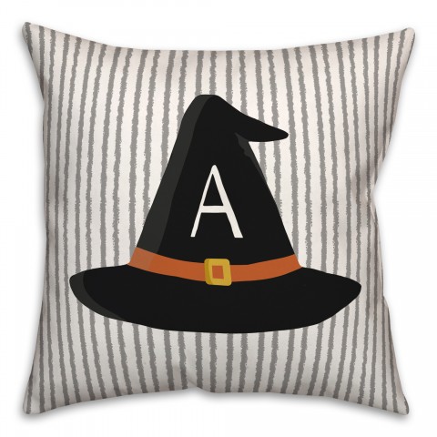 Witches Hat Monogram 18x18 Personalized Indoor / Outdoor Pillow