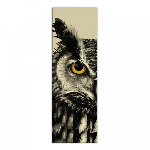 Creepy Halloween Owl Cream 12x36 Canvas Wall Art