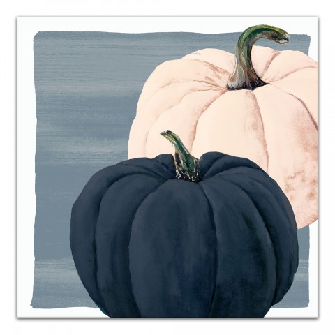 Blue Pumpkin Pair 16x16 Canvas Wall Art