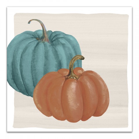 Fall Pumpkin Pair On Gray 16x16 Canvas Wall Art