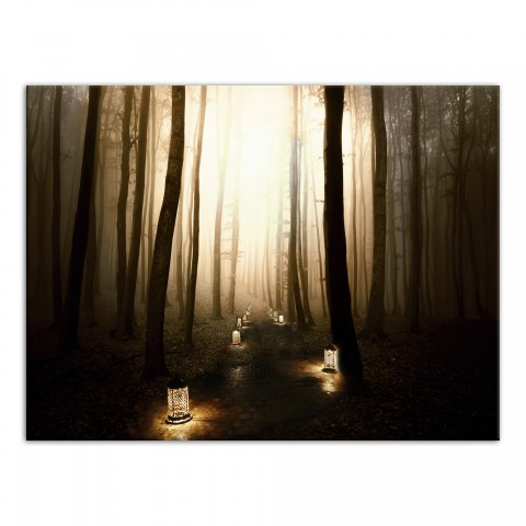 Spooky Forrest Lantern Path 18x24 Canvas Wall Art