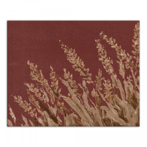 Gold Painted Wheat Grass On Red 24x30 Canvas Wall Art