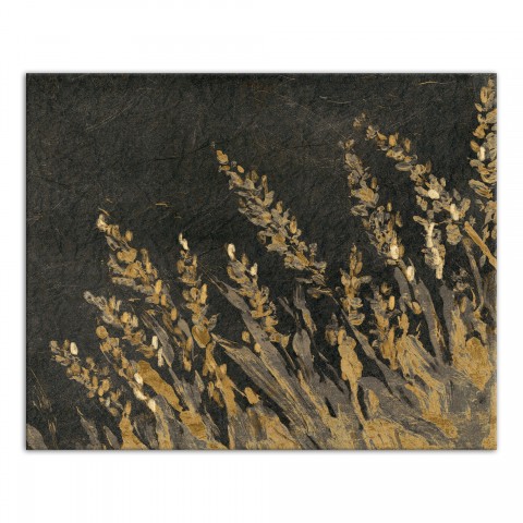 Gold Painted Wheat Grass On Black 24x30 Canvas Wall Art