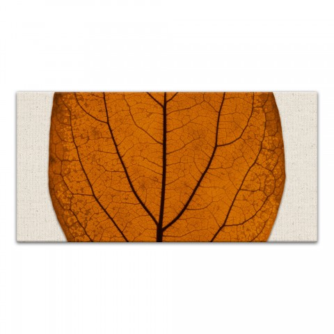 Split Fall Leaf On Linen Middle 10x20 Canvas Wall Art