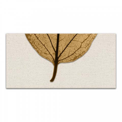 Split Fall Leaf On Linen Bottom 10x20 Canvas Wall Art
