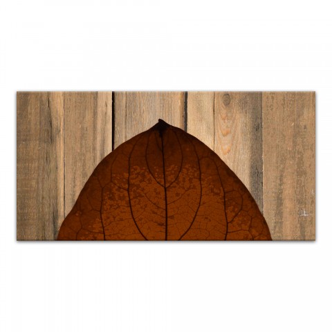 Split Leaf On Wood Top 10x20 Canvas Wall Art