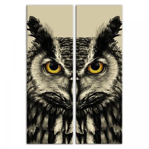 Creepy Halloween Owl Set 12x36 Canvas Wall Art