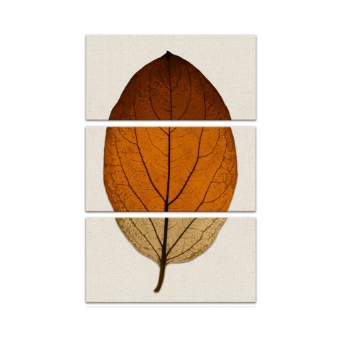 Split Fall Leaf On Linen Set 10x20 Canvas Wall Art