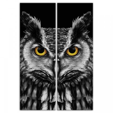 Creepy Halloween Owl Dark Set 12x36 Canvas Wall Art