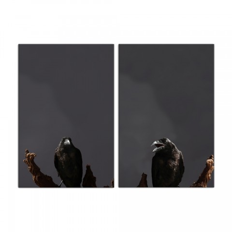 Creepy Crow Branch Set 24x36 Canvas Wall Art