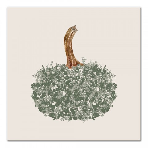 Floral Green Pumpkin 30x30 Canvas Wall Art