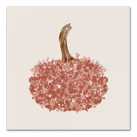 Floral Neutral Pumpkin 30x30 Canvas Wall Art