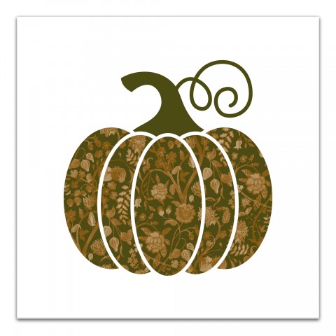 Pumpkin Floral Print 30x30 Canvas Wall Art