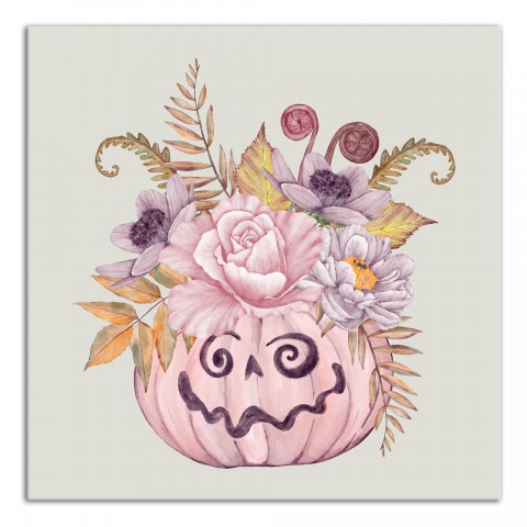 Floral Jack O Lantern 30x30 Canvas Wall Art