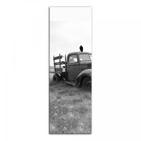 Abanonded Truck Field Crow Left 20x60 Canvas Wall Art