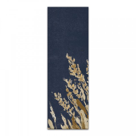 Gold Painted Wheat Grass On Blue 1 12x36 Canvas Wall Art