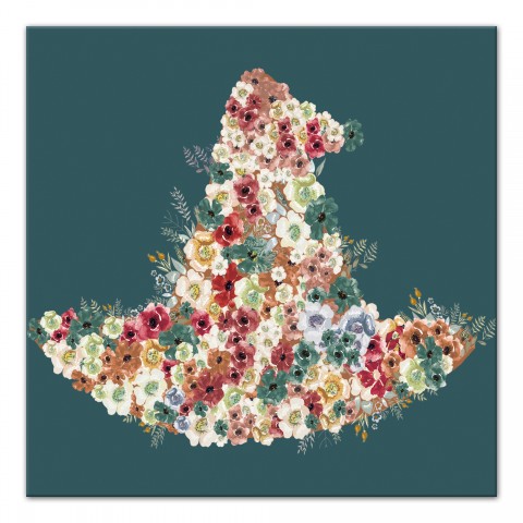 Floral Witch Hat 24x24 Canvas Wall Art